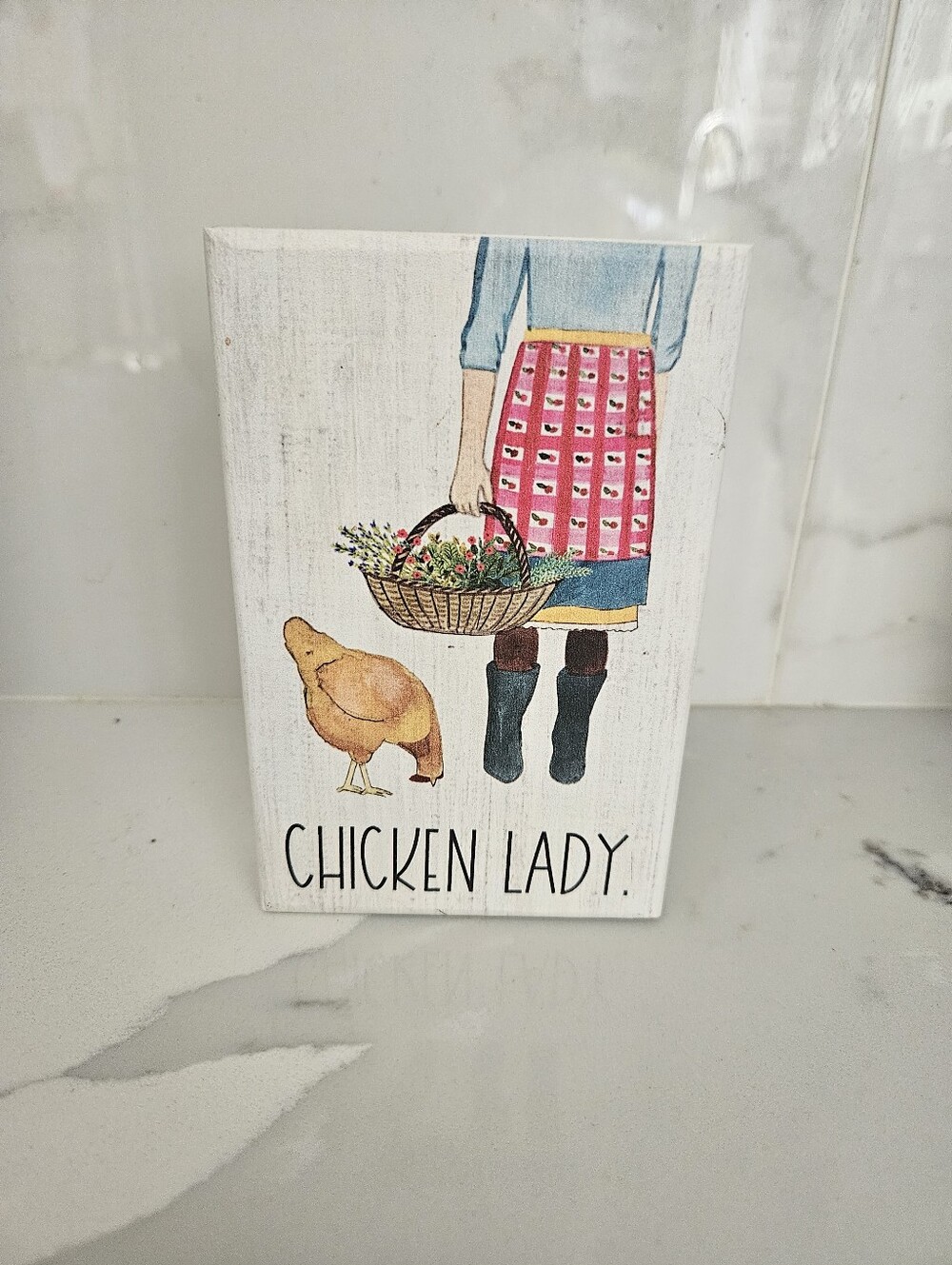 Chicken Lady Decorative Wall Plaque - Pink & Blue